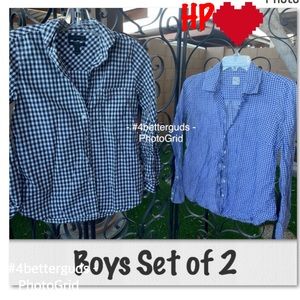 SET 2 Bundle J Crew Boys Perfect Seersucker Gingham Check Long Sleeve Button 2